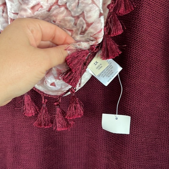 NWT Style&Co Red Knit Sweater w/ Infinity Scarf sz 1X - Picture 5 of 12